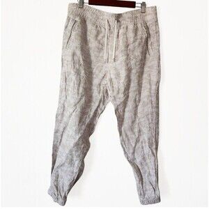 Athleta Pant Womens Beige Camo Linen Cabo Jogger Pull On Elastic Waist Size 16